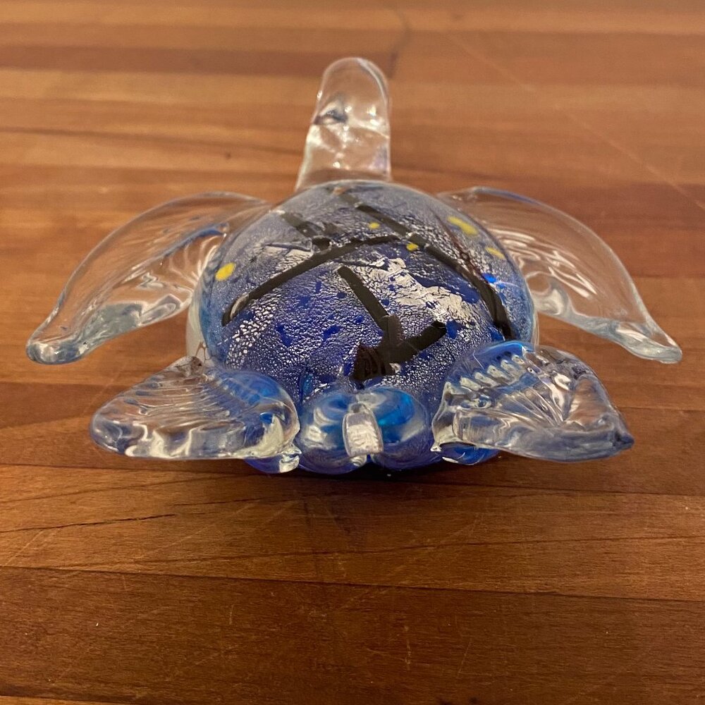 Sea Turtle Figurine, Blown Glass Art Paperweight - Picture 4 of 6